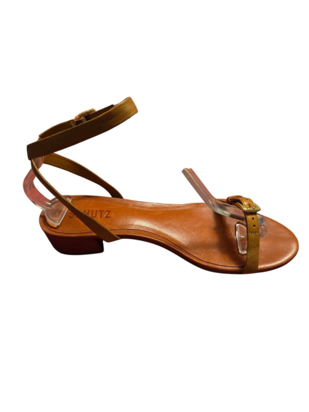 Schutz Brown Aurora Low Block Sandals 8.5 - Picture 2 of 5